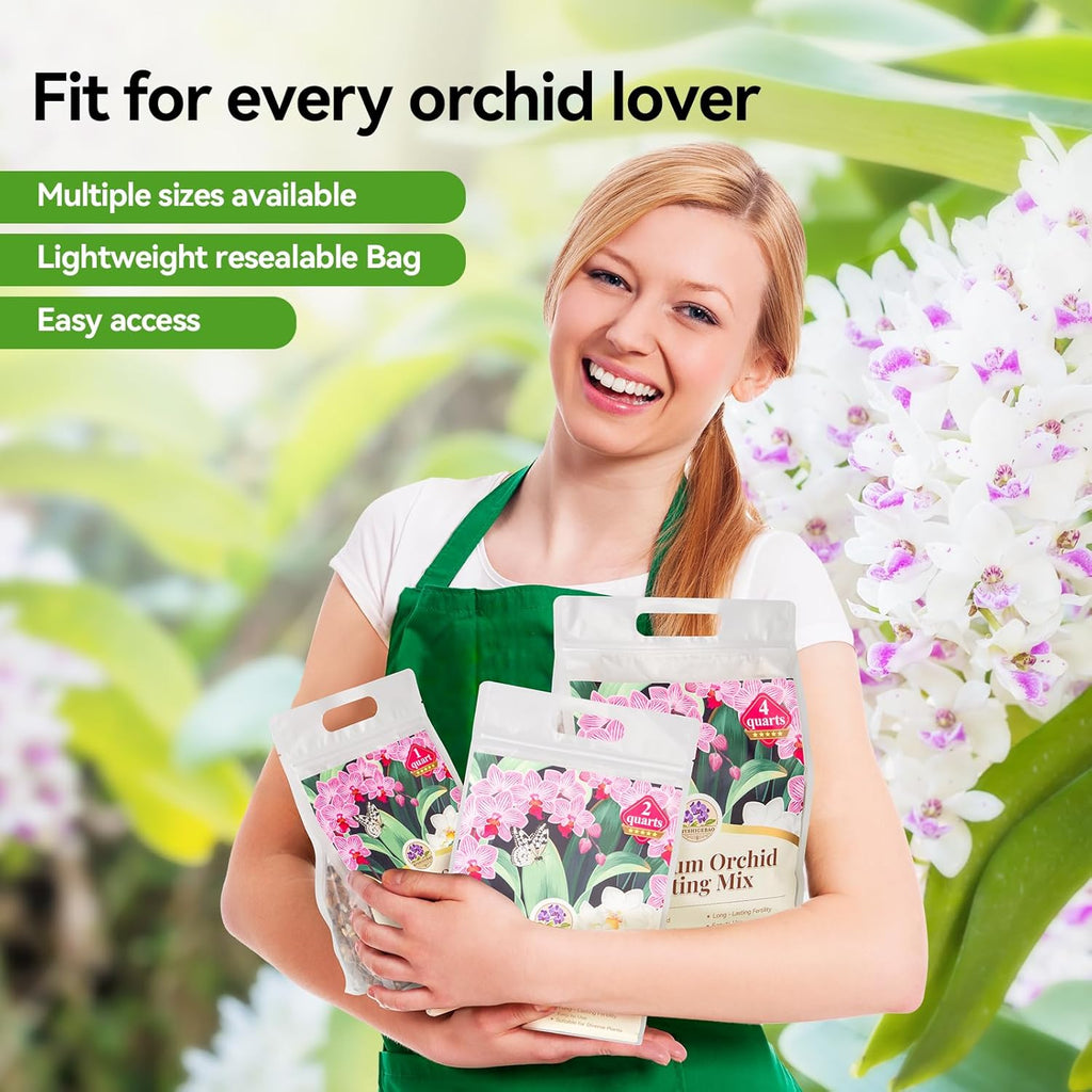 Orchid Bark Potting Mix with Pine Bark and Perlite, Fast Draining Orchid Soil for Healthy Roots, Ideal for Repotting Orchid and Orchid Bark for Indoor Plants (1 Quart)