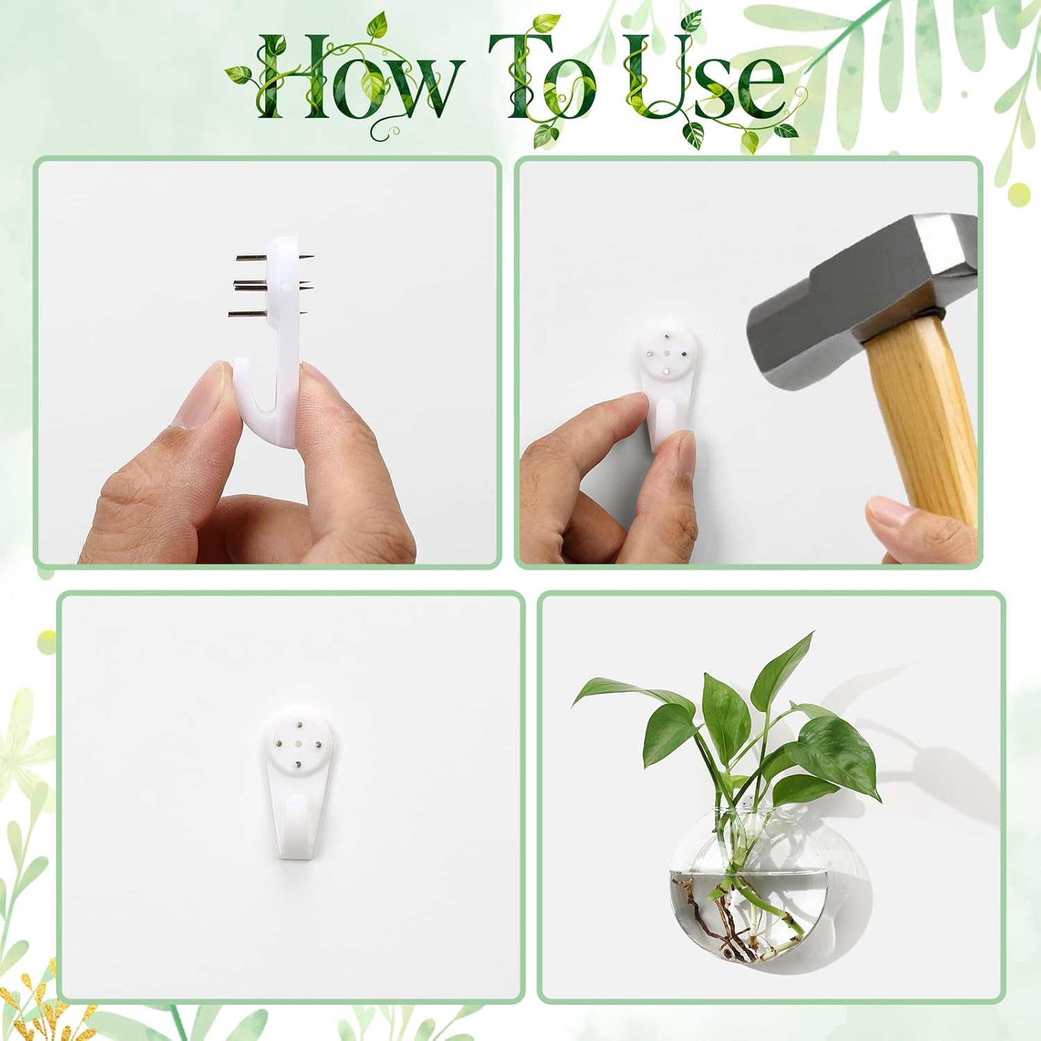4Pcs Wall Hanging Planter Propagation Stations Glass Terrariums Vase for Hydroponics Plants, Bathroom, Home Office Living Room Decor Gift