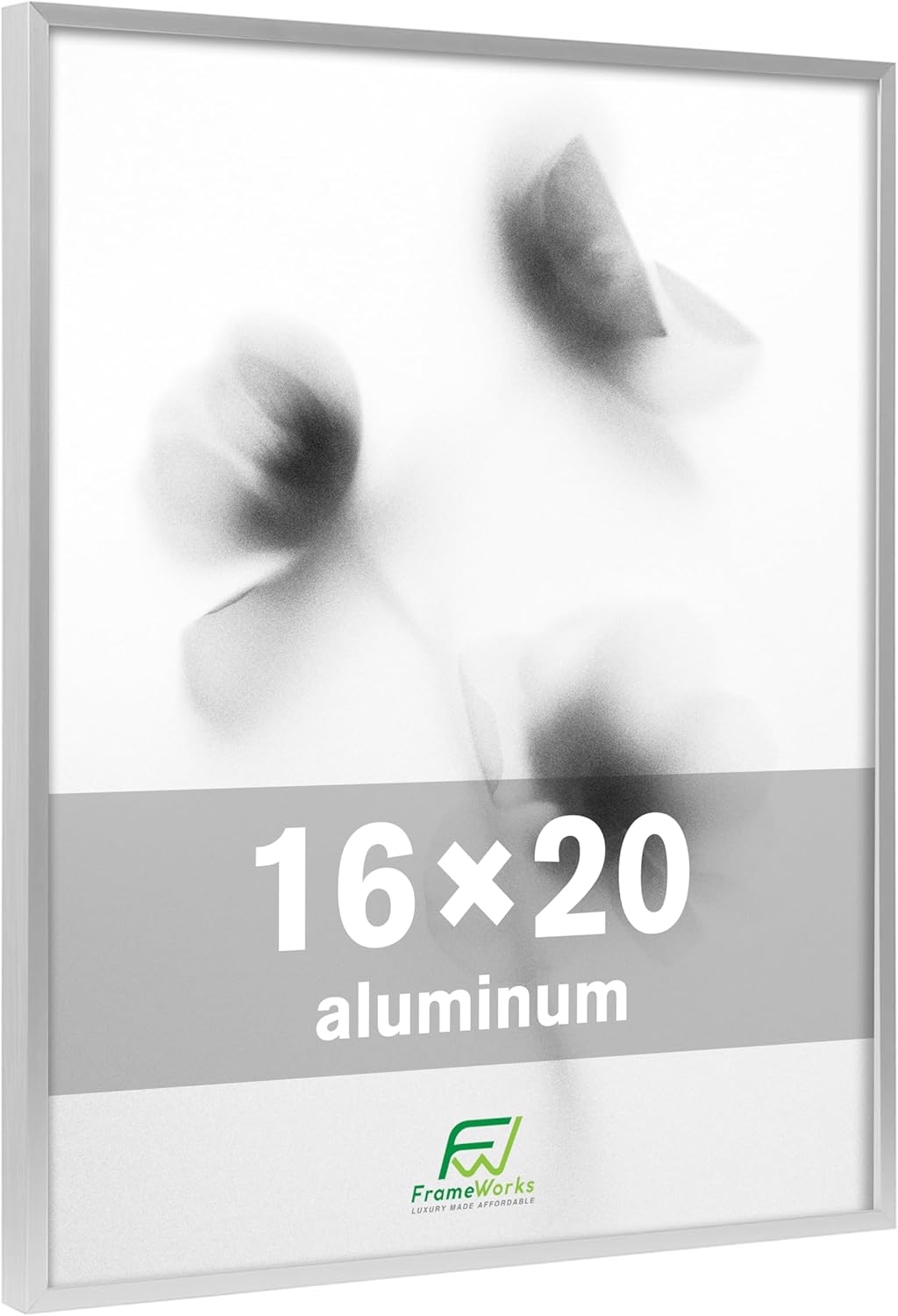 FrameWorks 16x20 Brushed Aluminum Poster Frames – Modern Brushed Metal Design w/Shatterproof Plexiglass, Perfect for Posters, Artwork, Paintings, Wall Displays – Home or Office Decor, Silver - 1 Pack