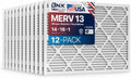 BNX TruFilter 14x18x1 Air Filter MERV 13 (12-Pack) - MADE IN USA - Electrostatic Pleated Air Conditioner HVAC AC Furnace Filters for Allergies, Pollen, Mold, Bacteria, Smoke, Allergen, MPR 1900 FPR 10