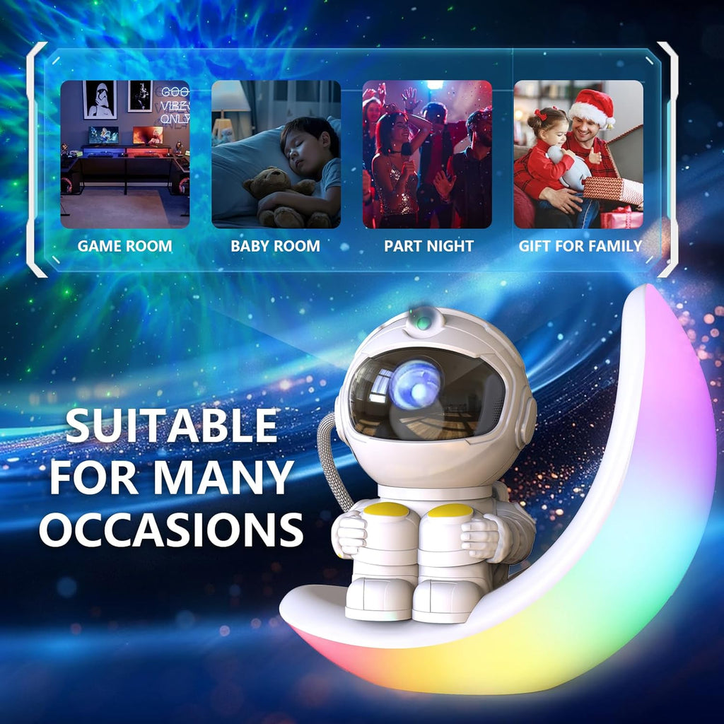 Astronaut Galaxy Projector, Star Projector Galaxy Light with Moon Lamp, 3 in 1 with Timer and Remote,360°Adjustable Kids Adults Room Decor Aesthetic, Gifts for Christmas, Birthdays.(USB White)