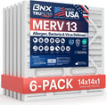 BNX TruFilter 14x14x1 Air Filter MERV 13 (6-Pack) - MADE IN USA - Electrostatic Pleated Air Conditioner HVAC AC Furnace Filters for Allergies, Pollen, Mold, Bacteria, Smoke, Allergen, MPR 1900 FPR 10