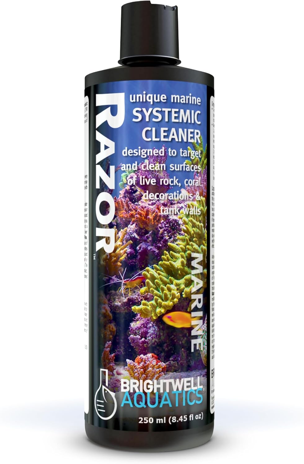 Brightwell Aquatics - Razor Marine - Unique Systemic Fish Tank Cleaner for Marine Aquariums - Aquarium Water Treatments, 8.45 fl oz