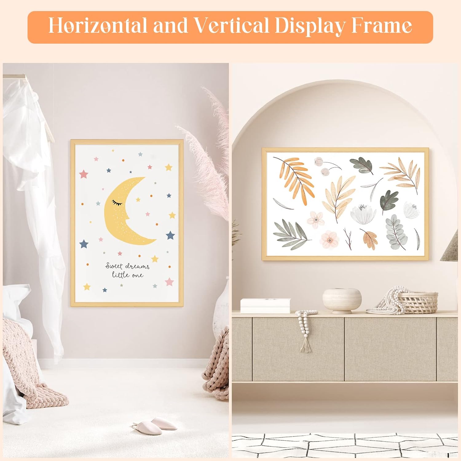 Wood 24x36 Poster Frame, Rustic Natural 36x24in Woodgrain Picture Photo Frame, Modern Beige 24 x 36inch Gallery Wall Frame with HD Plexiglass, Horizontal Vertical Wall Mounting Display 1pcs