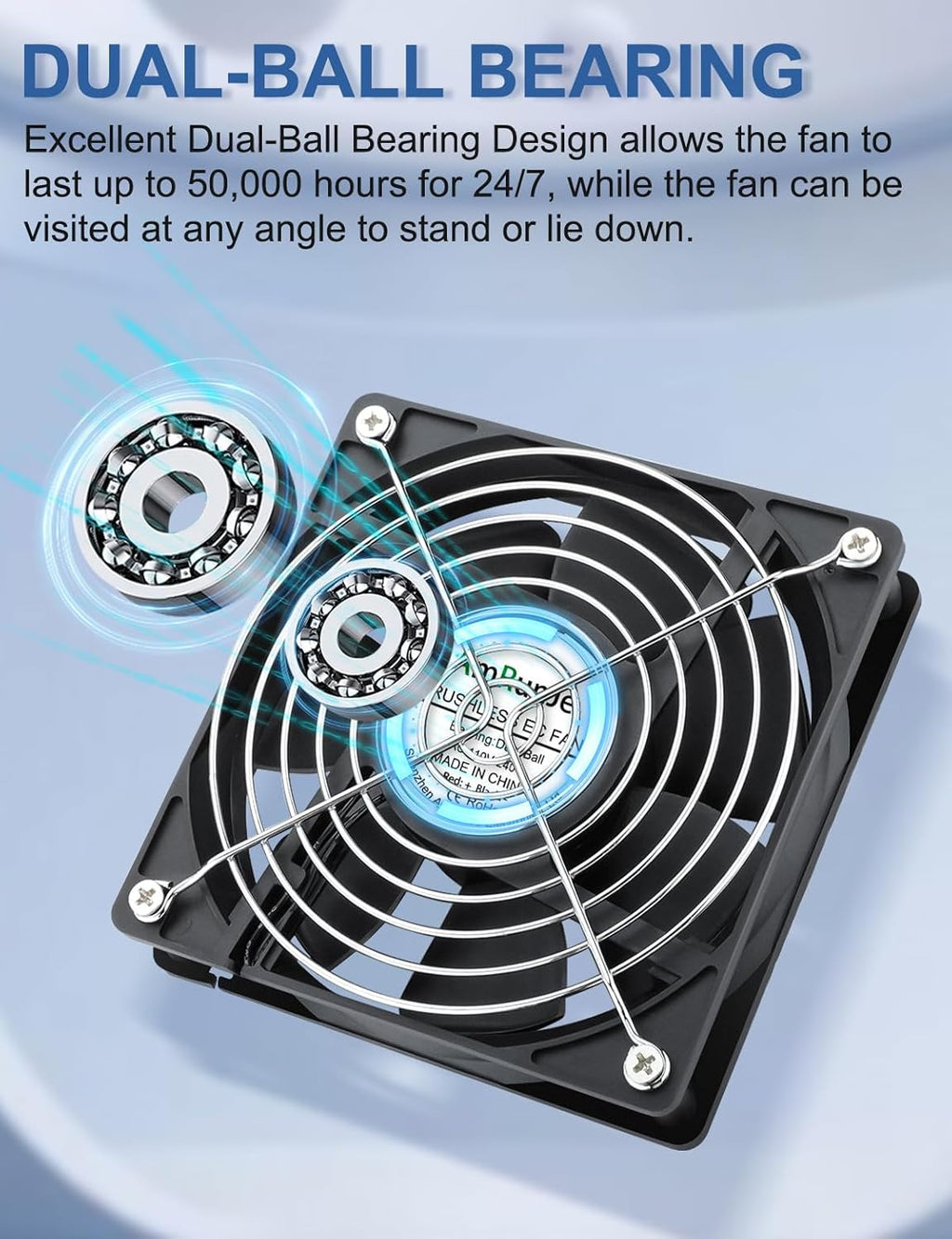 EC Cooling Fan 120mm x 25mm Small Brushless Axial Muffin Fan 110V 115V 120V 220V 240V Dual Ball Bearing for DIY Window PC RV Refrigerator Aquarium Exhaust Cooling