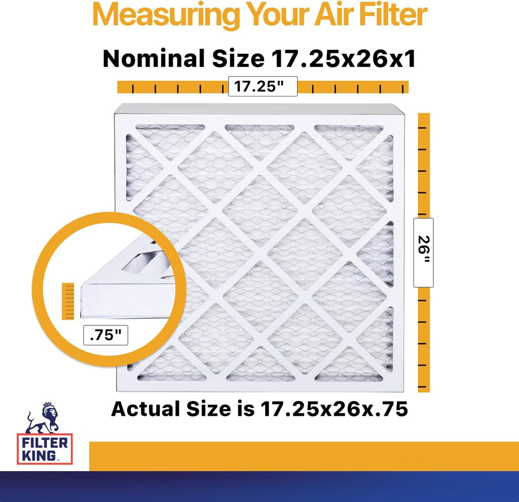 Filter King 17.25x26x1 Air Filter | 4-PACK | MERV 13 HVAC Pleated A/C Furnace Filters | MADE IN USA | Actual Size: 17.25 x 26 x .75"