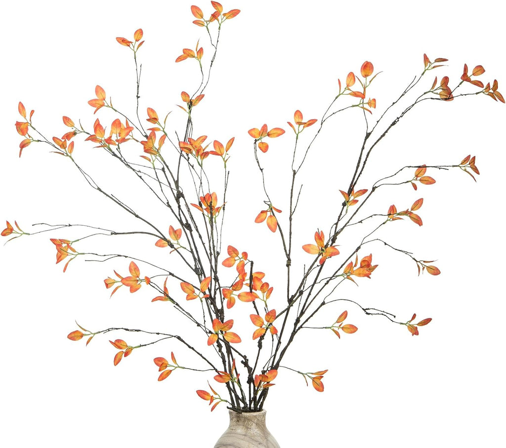 DuHouse 34" 5Pcs Artificial Ficus Branches Artificial Fall Greenery Stems Branches for Vase Filler Home Decor Table Centerpieces Garden Decoration(Orange)