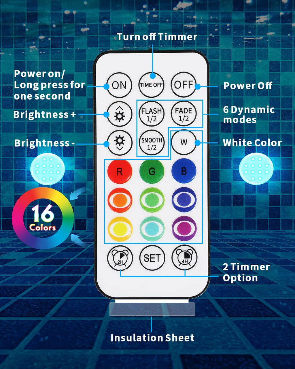 Pool Lights, 2024 Upgraded Rechargeable Submersible LED Lights with Remote, 16 Colors IP68 Waterproof Underwater Light for Inground Pool Above Ground, Aquarium, Hot Tub
