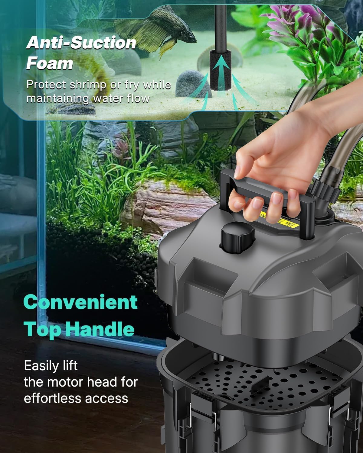 Pawfly Canister Filters for Aquarium 160 GPH Ultra Quiet External Aquarium Filter, Fish Tank Filters with Adjustable Water Pump, Sponge & Ceramic Rings for 15-55 Gallon Tanks