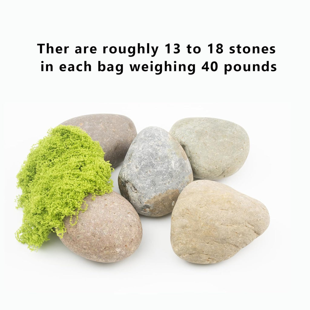40 LBS Natural River Rocks – 3–4 Inch Decorative Stones for Landscaping, Aquariums, Gardens, Yard Paving, Large Planters, Walkways, and Rock Painting