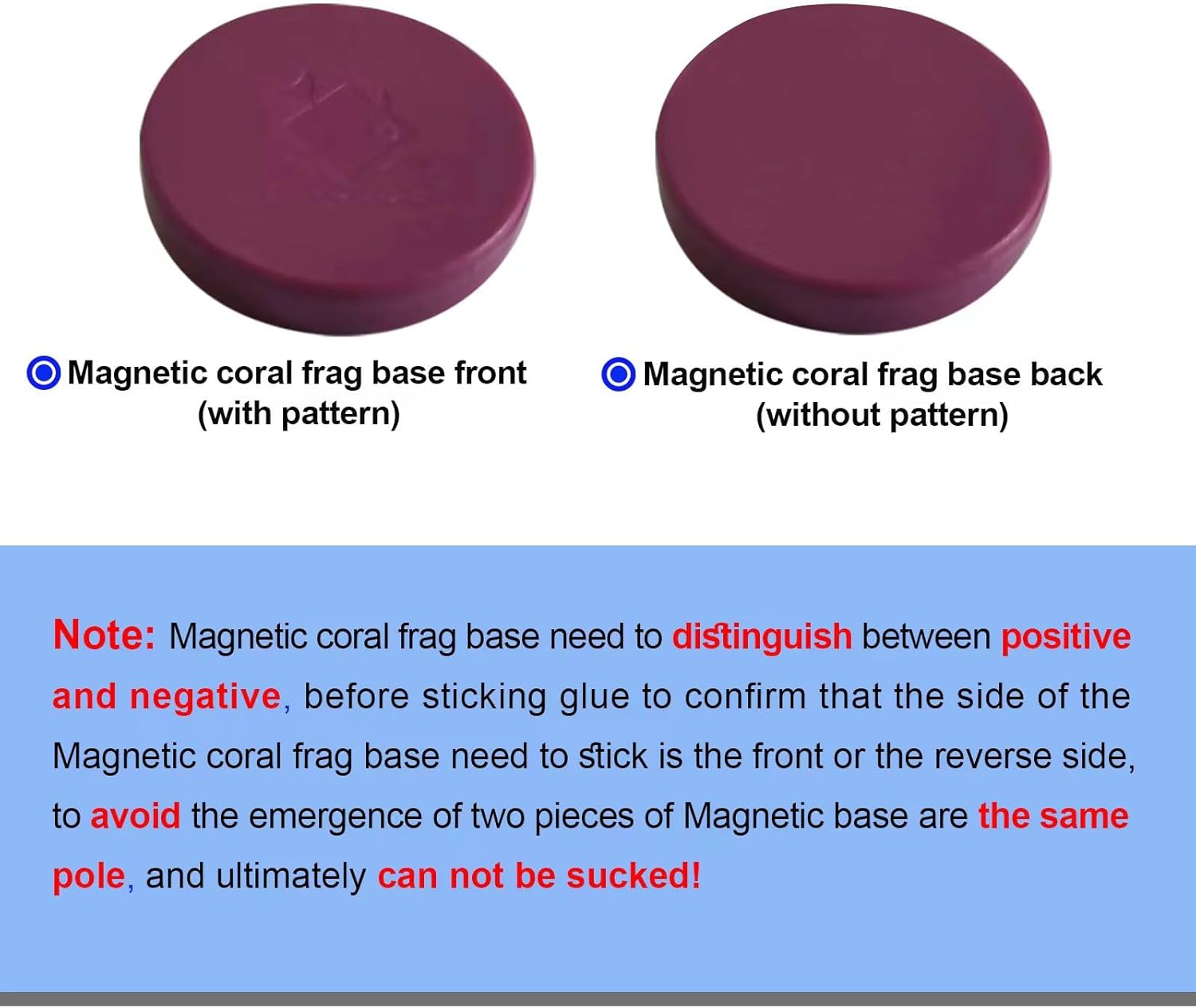 Coral Frag Magnetic Base and Plugs - Waterproof, Purple, Round 10-Piece Set
