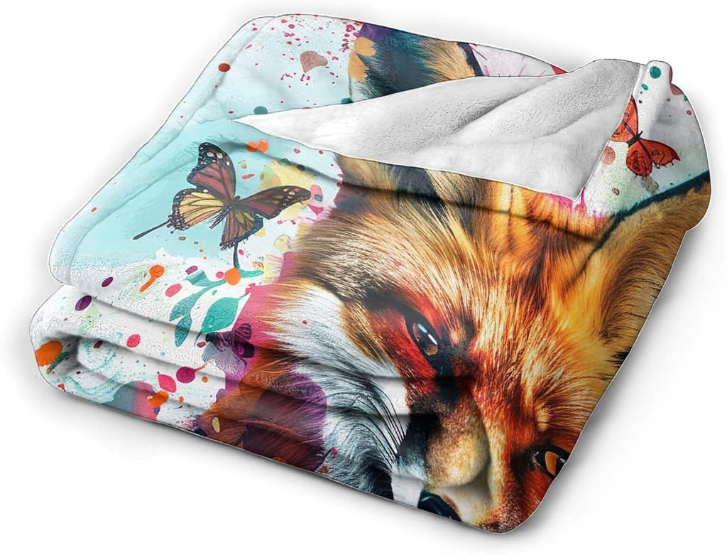 Fox Throw Blanket Fox Stuff Gifts for Kids Girls Boys Adults Women Man Soft Cozy Warm Plush Fluffy Fuzzy Fleece Blanket Decor 40''X50''