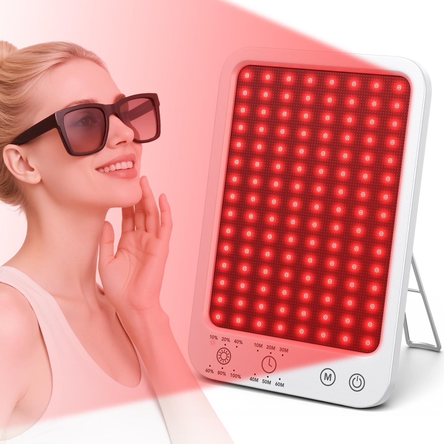 Red Light Therapy for Face and Body, Dual 660nm & 850nm Near Infrared Red Light Therapy Panel with Adjustable Stand and Timer, 3 Modes and 6 Brightness Levels,Ideal Gift for Family & Friends
