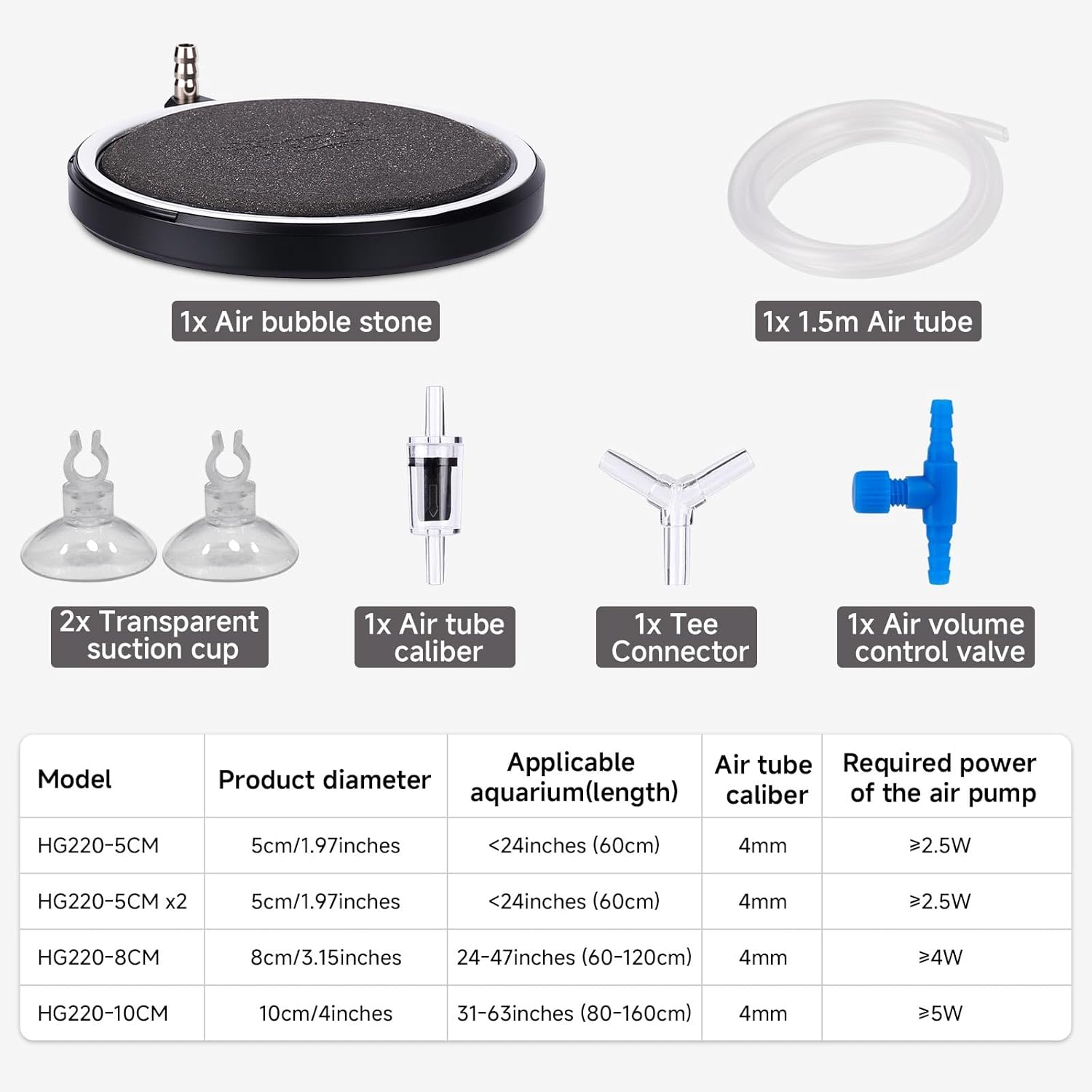 hygger Air Stone for Aquarium: Quiet High Dissolved Oxygen Diffuser Kit for Freshwater or Saltwater Fish Tank and Hydroponic Air Pump-Disc 3 x 3 Inch Air Bubble Stone