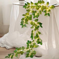 6.56FT Green Vines Garland with Lights 96 LED Battery Operated with Timer Faux Photos Vines Twig with Lights Spring Garlands Decortions for Mantel Fireplace Table Wall Patio Wedding Holiday Home Decor