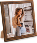 7x7 Wood Frame Brown, Natural Wooden 7x7in Picture Frames, Modern Golden 7 x 7inch Gallery Photo Pic Frame with HD Plexiglass, Horizontal Vertical Wall Mounting Tabletop Display 1Pcs