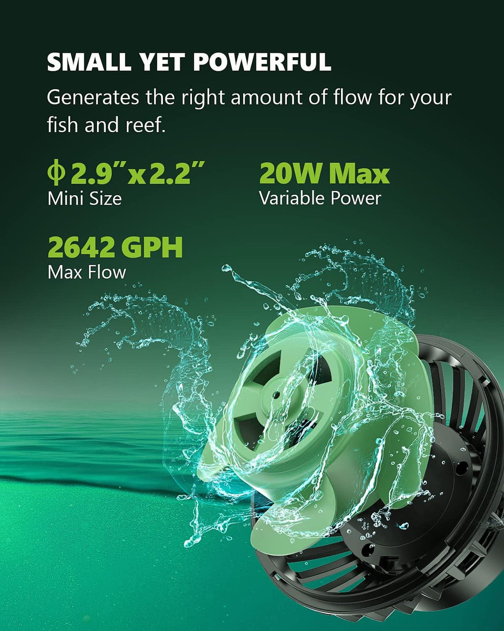 Wave Maker for Aquarium, DC 24V 20W 2642 GPH (10000 L/H) Powerhead, Powerful Quiet Controllable Wave Pump for Fresh Saltwater Marine Reef Tank