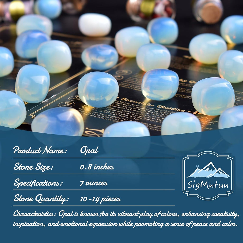 Polished Stone Set Opal Crystals, 0.8" Handpicked Tumbled Gemstones Rocks, Pebbles for Reiki, Chakra, Healing, Home Decor