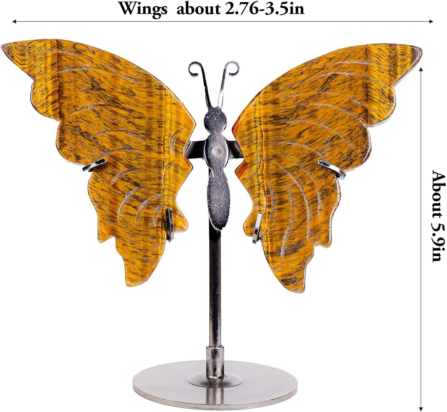 Apengshi Crystal Statues Butterfly Ornament, Amethyst Agate Wings, Home Office Tabletop Decor (Tiger)
