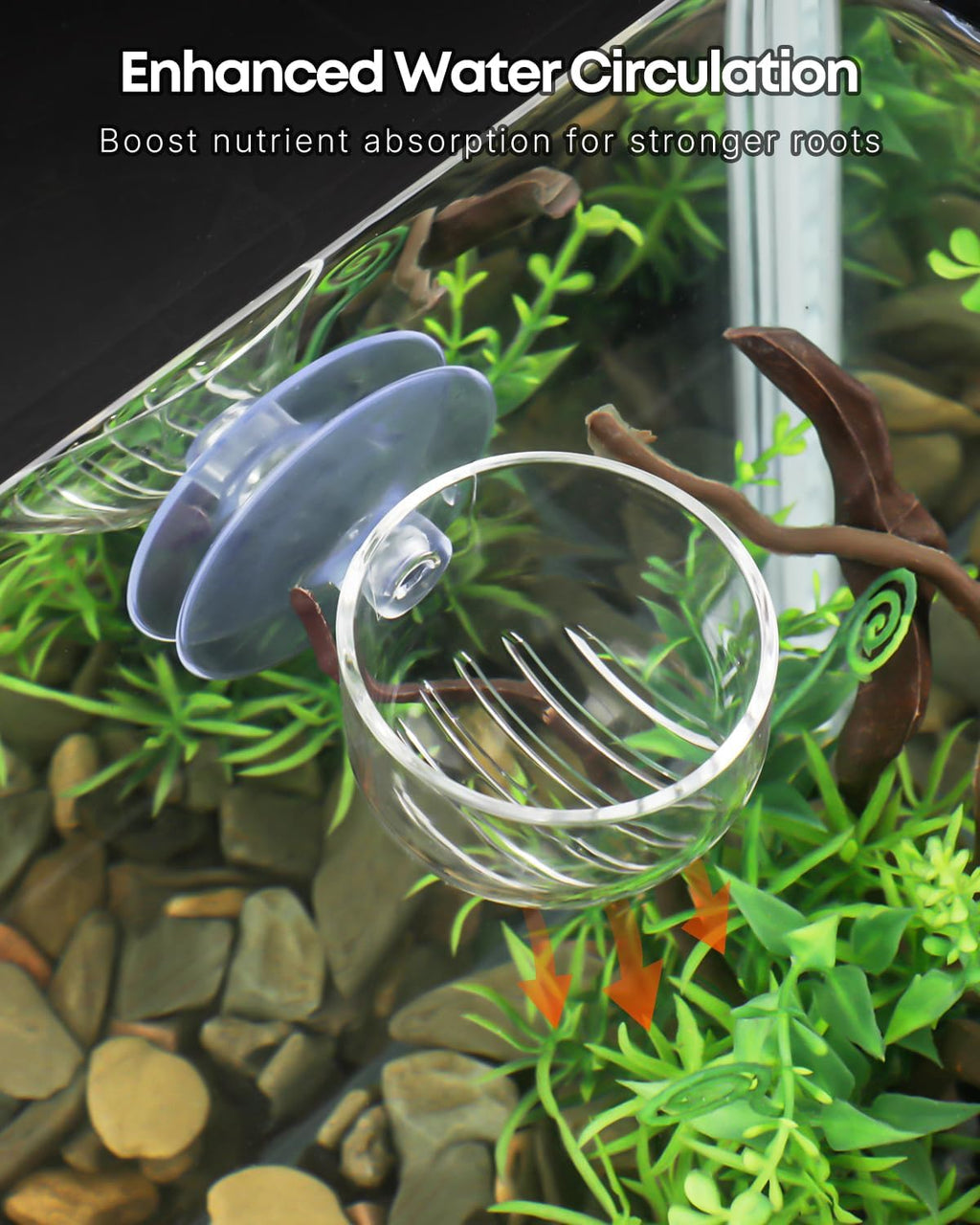 Pawfly 2 Pcs Aquarium Plant Holder, Fish Tank Plant Pot for Aquascape Decoration, Red Worm Fish Feeder, Aquarium Planter Cup with Suction Cup, Clear.