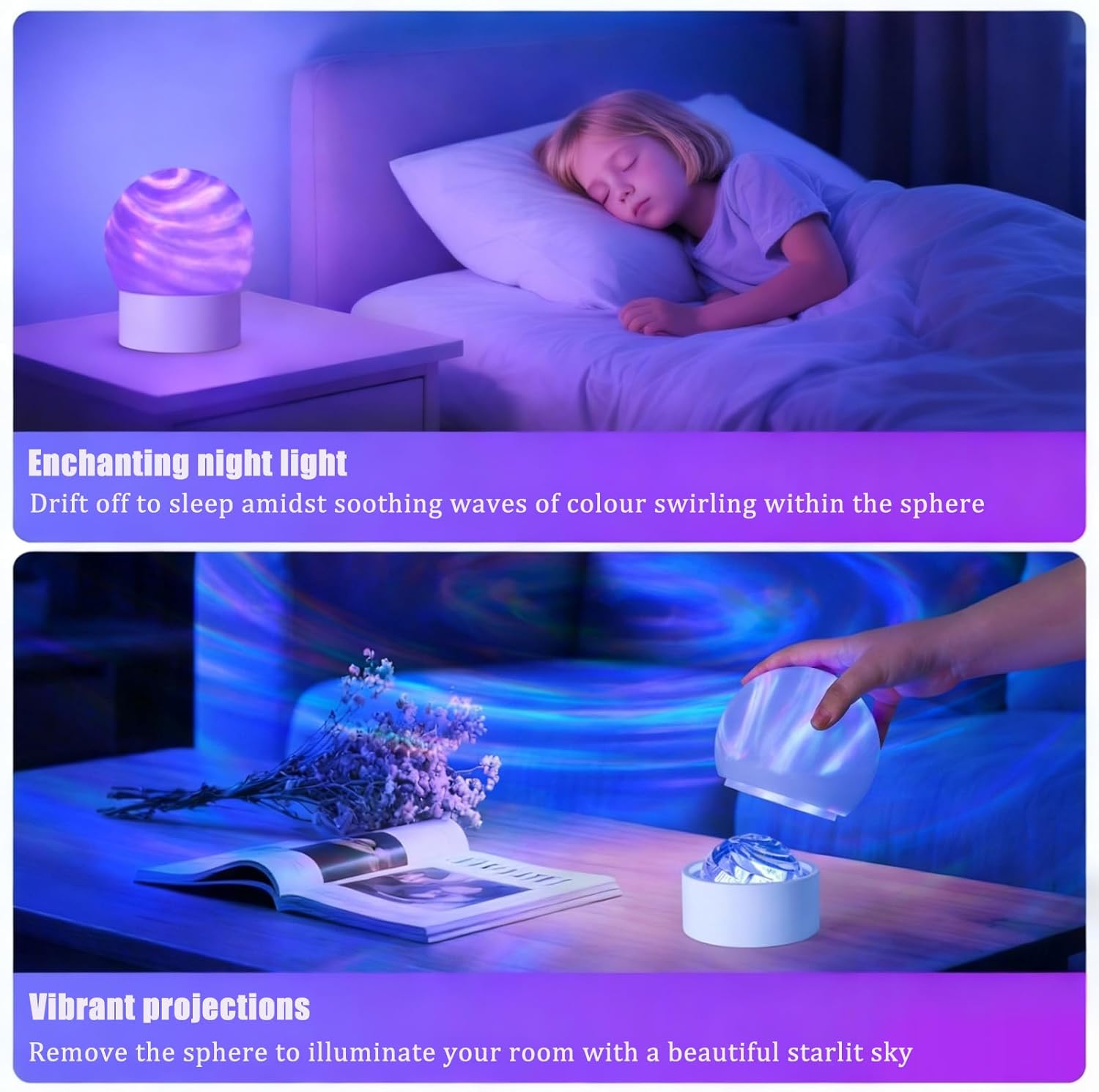 2 in 1 Ocean Wave Projector Light, 16 Color Northern Aurora Night Light Projector, 3D Dynamic Ripple Effect Holographic Water Ripple Romantic Ambient Lighting, Mood Lighting for Bedroom, Wired