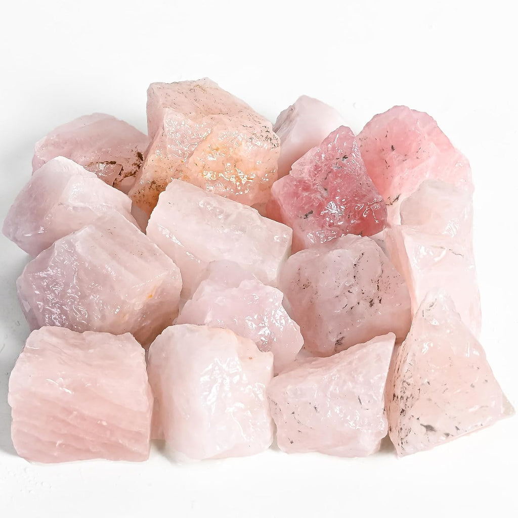 Crocon 2LB Rose Quartz Rough Bulk Natural Stone Raw Stone Tumbling Cabbing Polishing Mining Chakra Balancing Meditation Reiki Healing Good Luck Home Office Decor