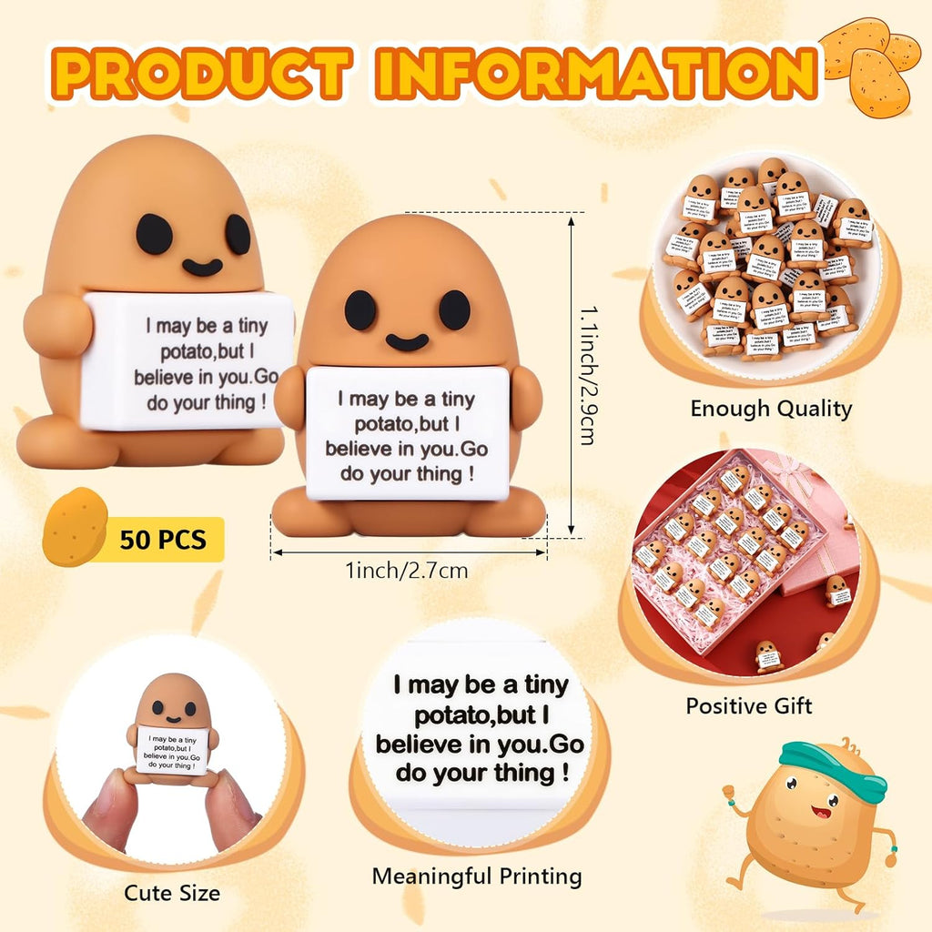 Gejoy 50 Pcs Mini Rubber Potato Toys Positive Gifts Potato Figures Decorations and Encouragement Birthday Motivational Gifts for Colleague Staff Teacher