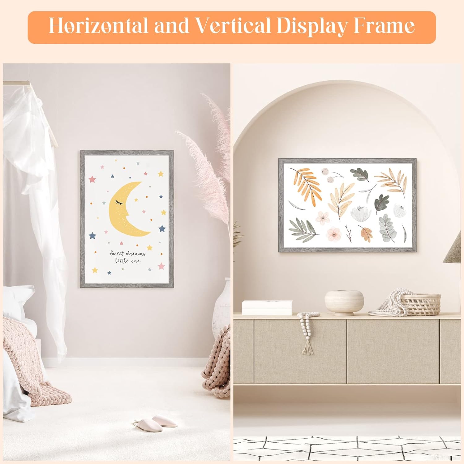 20x30 Solid Wood Frame Grey, Rustic Natural Woodgrain 30x20in Picture Poster Frame, Modern Gray 20 x 30inch Gallery Wall Pic Photo Frame with HD Plexiglass, Horizontal Vertical Wall Display 1pcs