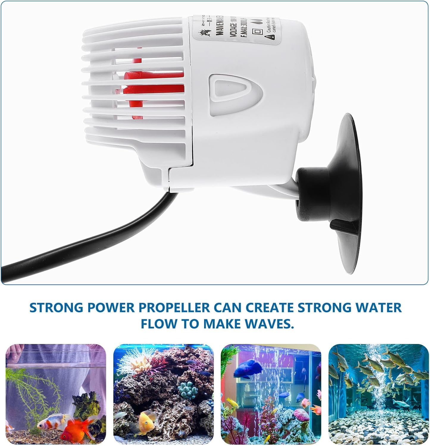 Aquarium Wave Maker Pump with Suction Cup Bracket Powerful Circulation and Water Cleaning for Fish Tank Quiet Plastic Surf Pump with US Plug Suitable for Fresh and Saltwater