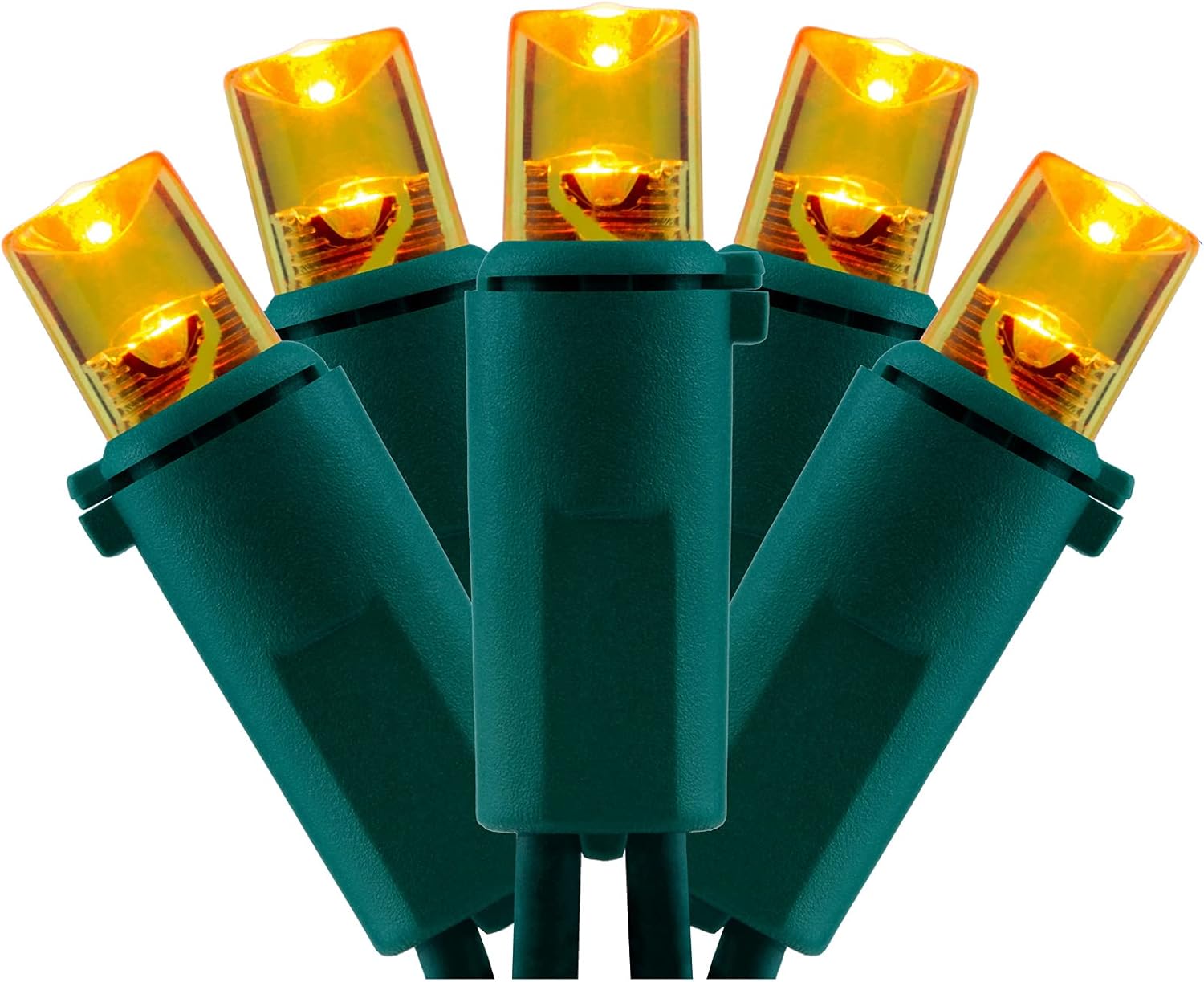 YULETIME 200 Orange Wide Angle LED Christmas Lights, 66 Feet Green Wire UL Certified 5mm Holiday String Light Set (Orange)
