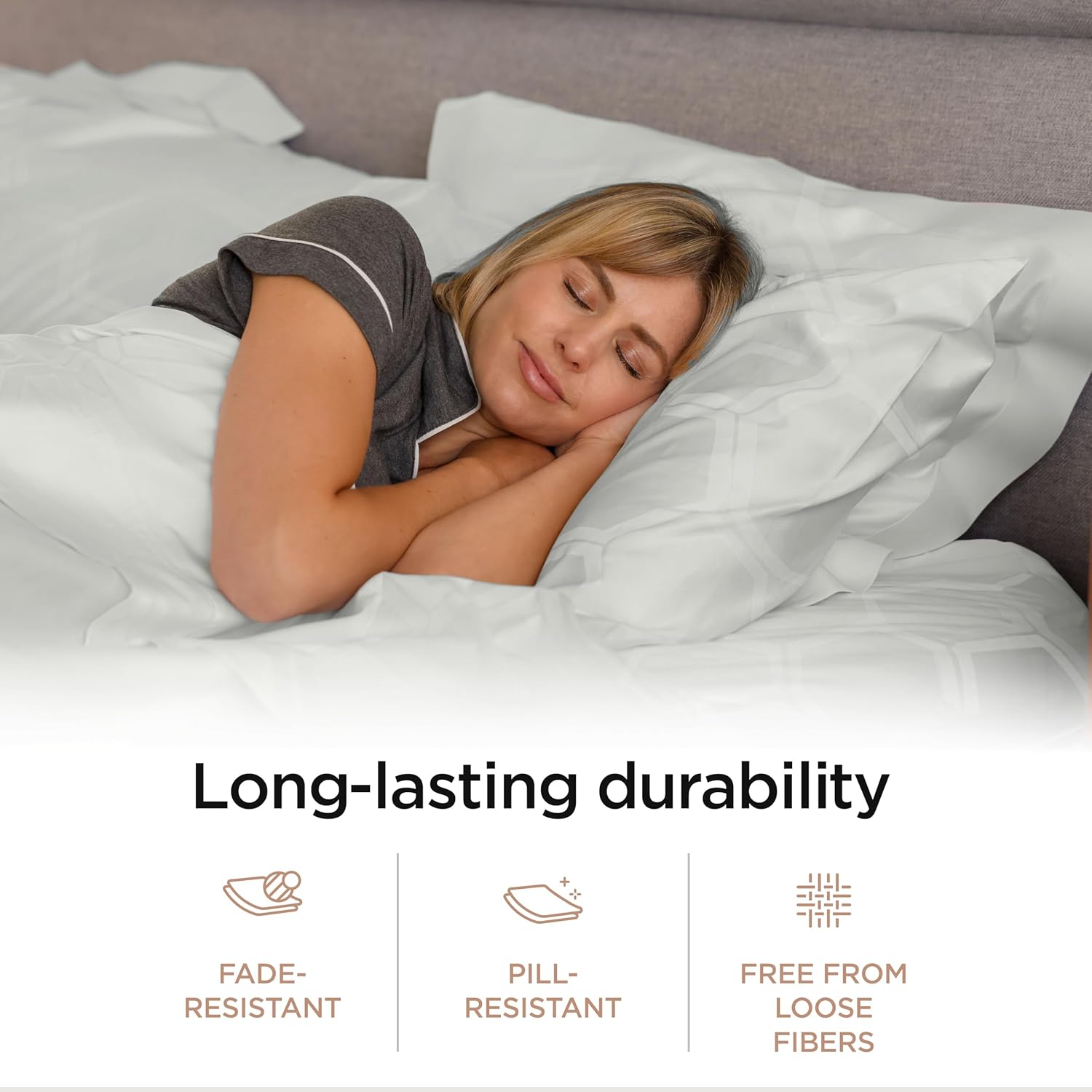 Threadmill 100% Cotton Sheets for King Size Bed - 600 Thread Count King Bed Sheets Set with 16” Deep Pocket - Jacquard Sateen Weave 4-Piece Bedding Set with Cooling Effect, Light Grey