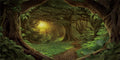 AWERT 72x16 inches Psychedelic Forest Terrarium Background Dim Old Trees Woodland Reptile Habitat Background Green Rainforest Aquarium Background Vinyl Background