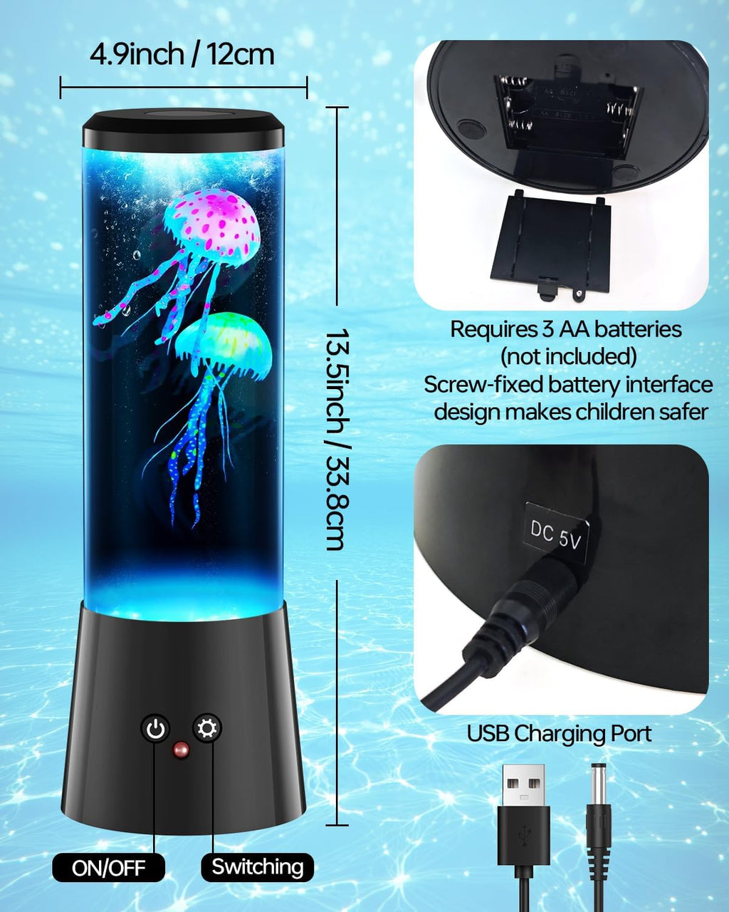 Jellyfish Lamp,LED Fantasy Jellyfish Tank Table Lamp,16 Color Setting Jelly Fish Light,Best Holiday Gift of Adult and Kids,for Home Office Bedroom Decor and Set The Mood