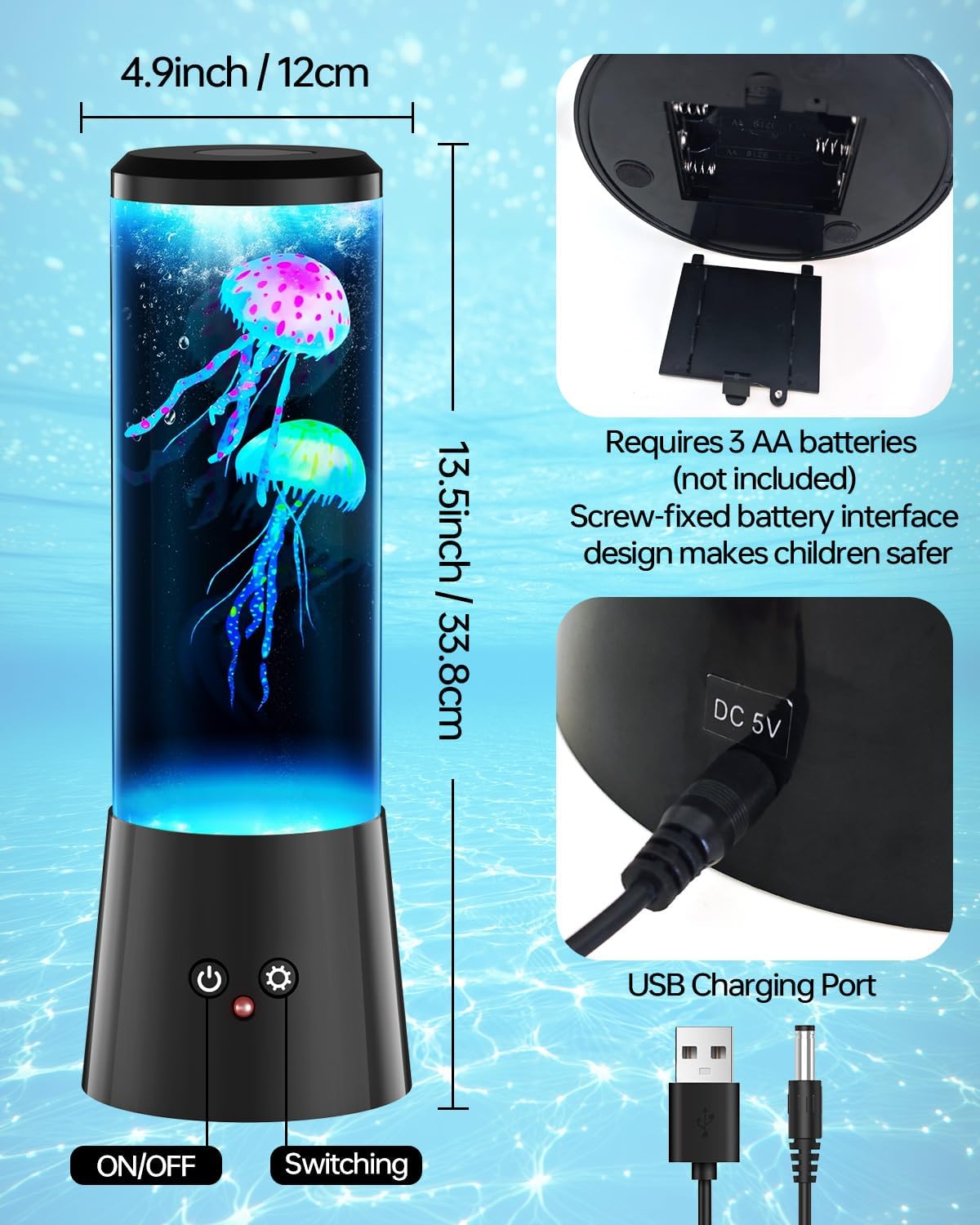 Jellyfish Lamp,LED Fantasy Jellyfish Tank Table Lamp,16 Color Setting Jelly Fish Light,Best Holiday Gift of Adult and Kids,for Home Office Bedroom Decor and Set The Mood