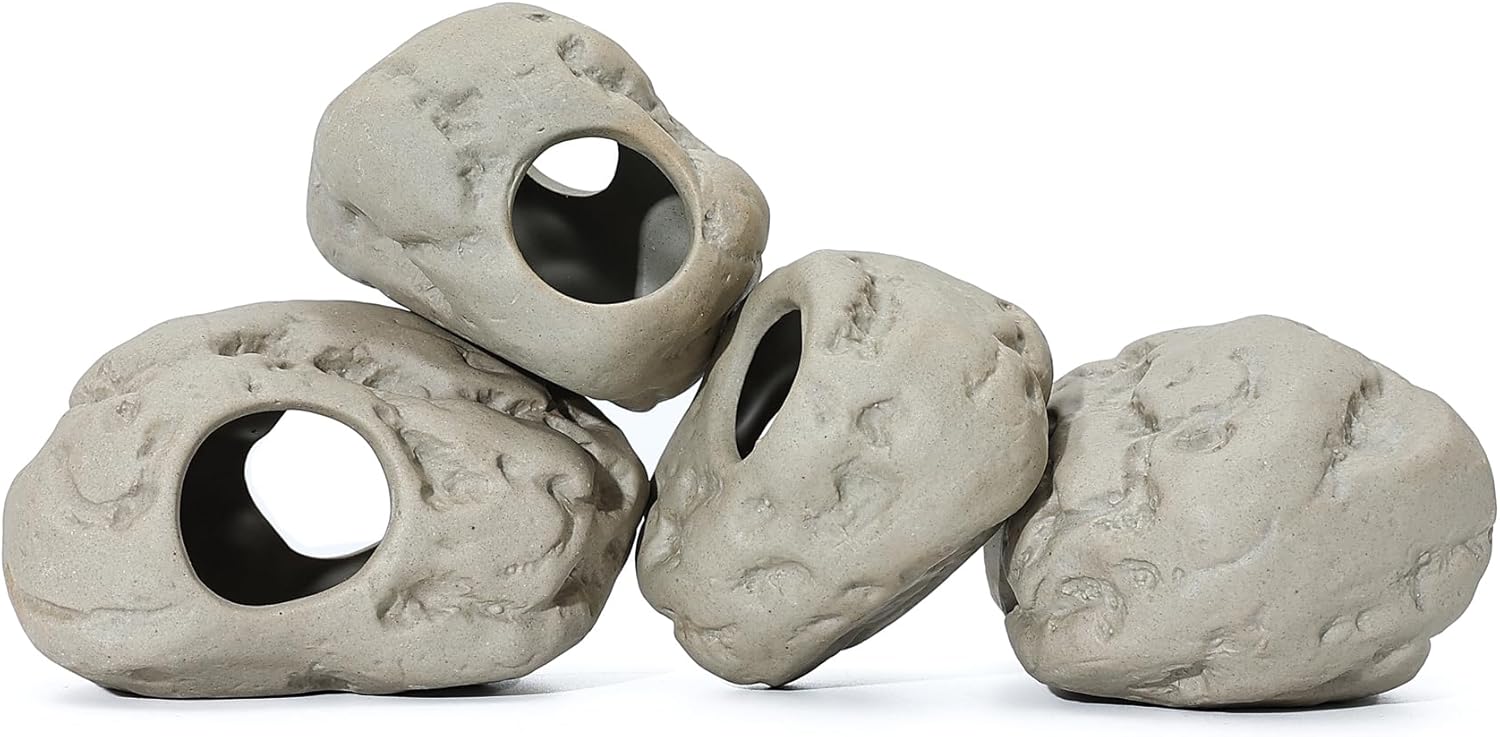 ALEGI Aquarium Rock Cave Decor for Shrimp Cichlid Hiding Breeding (Set 4)