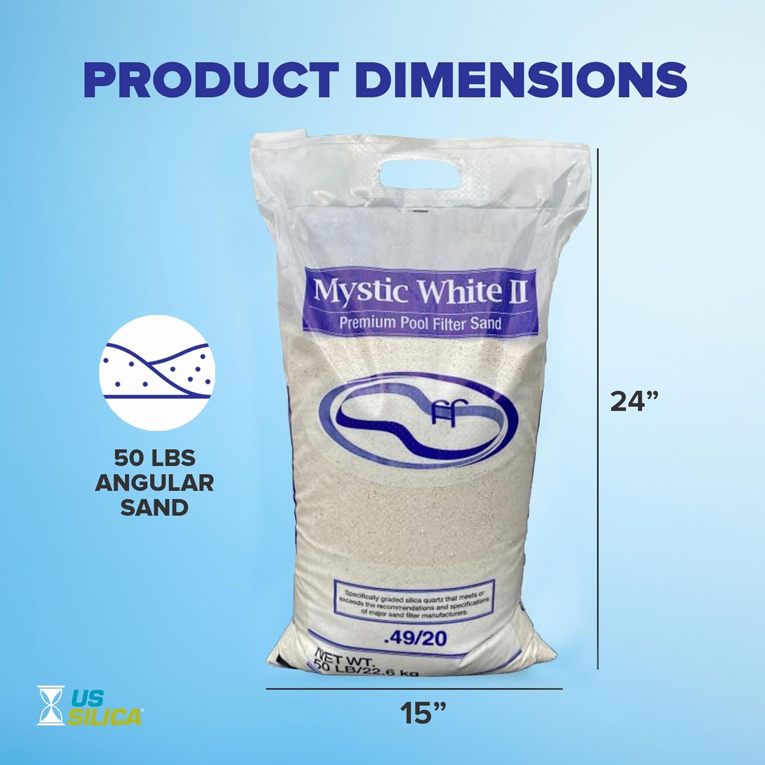 U.S. Silica Mystic White II Pool Filter Sand, Premium Silica for Pool Filter Pumps, 50-Pound Bags, Pack of 4, White