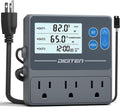 DIGITEN Reptile Temperature and Humidity Controller with Timer Outlet, Day-Night Function Thermostat, 3-Stage Outlet Plug in Temperature Controller for Reptile, Mushroom, Homebrew