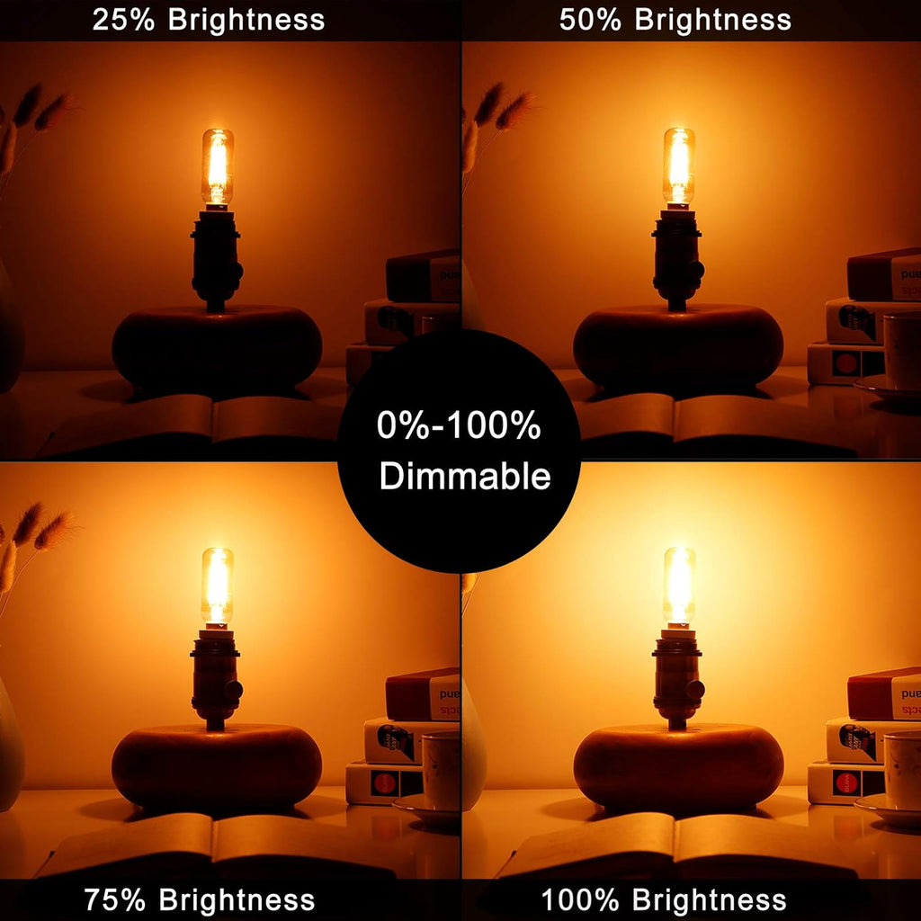 LiteHistory Dimmable T6 led Bulb 25W Candelabra led 2200K Amber 120lm 2W e12 T25 led Bulb 6Pack