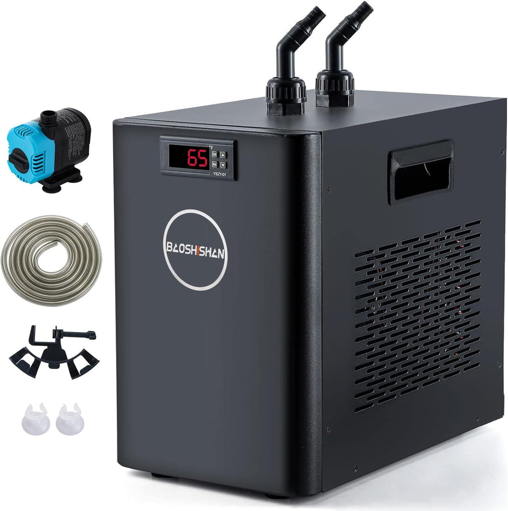 BAOSHISHAN Aquarium Chiller 42gal 1/10 HP Water Chiller for Hydroponics System with Compressor Refrigeration Special Quiet Design for Fish Tank Axolotl Coral Reef Tank 160L