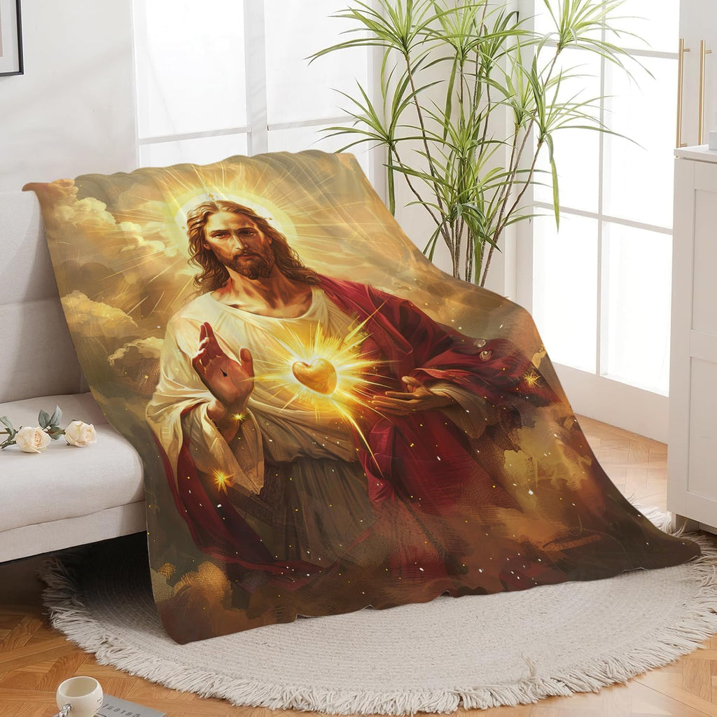 Jesus Blanket Jesus Throw Blanket Flannel Stuff Merch Cozy Decor Fleece Plush Fuzzy Warm Soft Lightweight Bedding Gifts for Girls Women Men Boy Couch Sofa 50"X40"