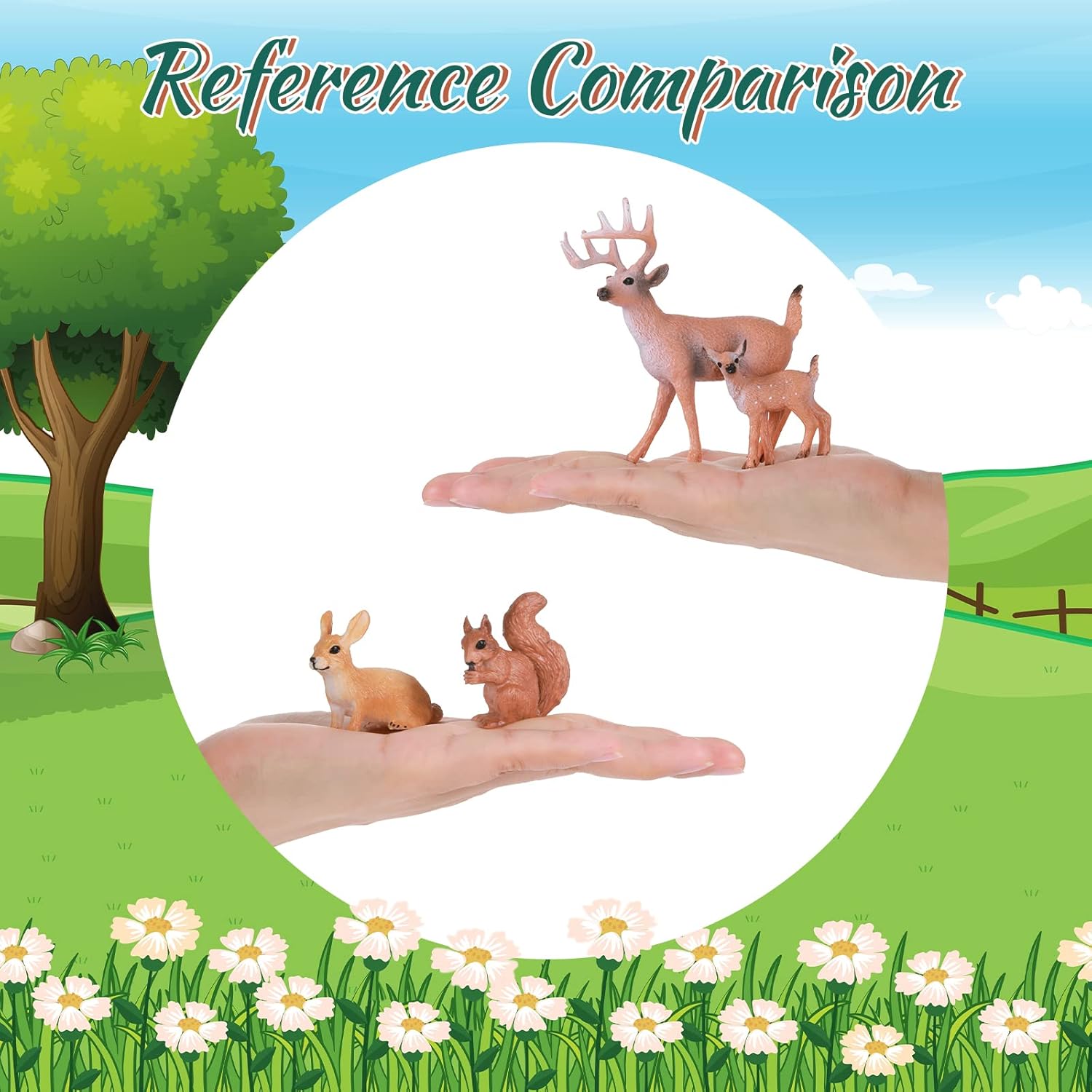 Zomiboo 21 Pcs Forest Animals Figurines Woodland Animal Toys Deer Hunting Cake Decorations Miniature Tree Mold Kits for Birthday Christmas Party Favors