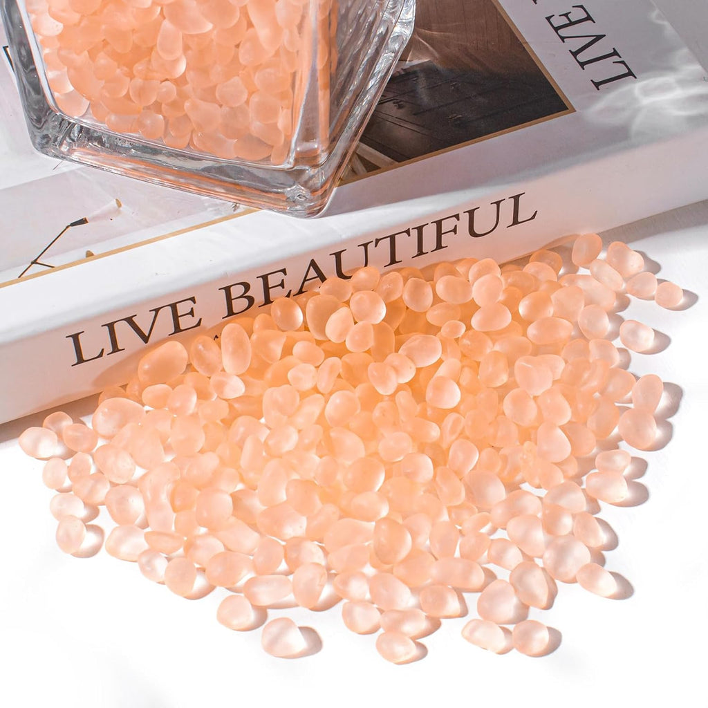 Keedolla 14oz Sea Glass Stones Frosted Glass Pebbles Gemstones for Aquarium Gravel Fish Tank Rocks, Vase Fillers, DIY Crafts - Peach