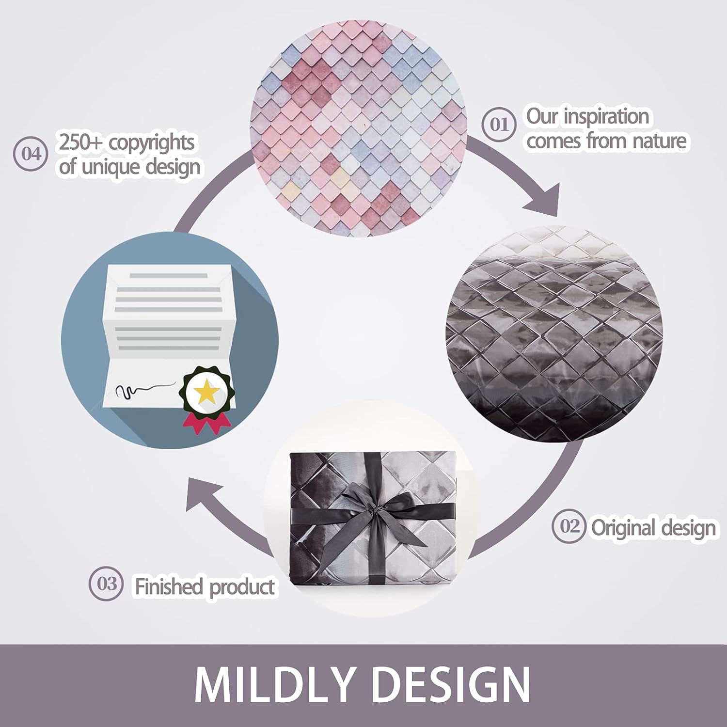 MILDLY 100% Long-Staple Cotton Duvet Cover Set Gray Beige Geometric Pattern Printed Comforter Cover 3pcs, Ultra Soft & Breathable Bedding Set