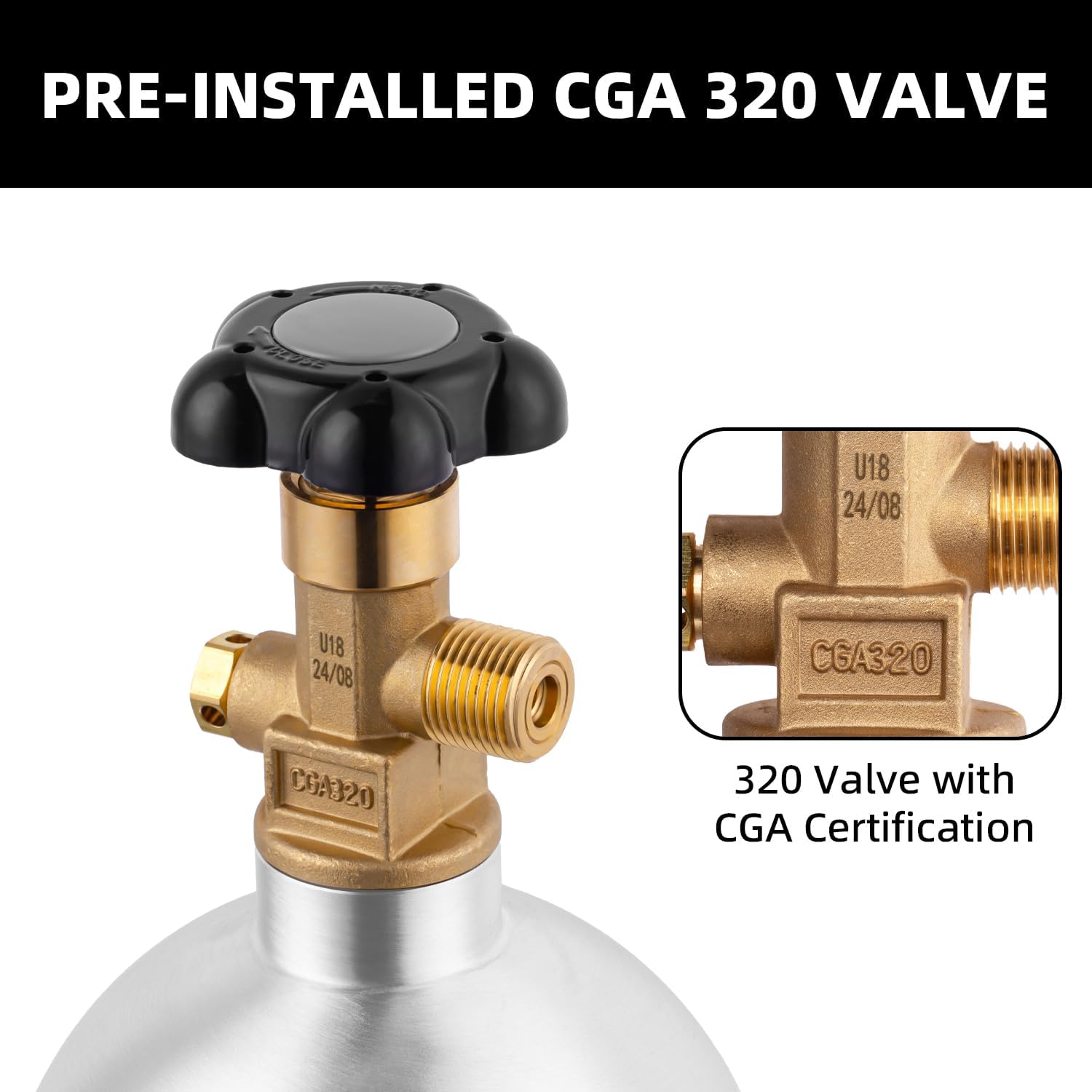 TMCRAFT 5lb CO2 Tank, High Strength Aluminum Alloy Cylinder with CGA-320 Valve, DOT Approved Cylinder for Kegerator kit and Draft Beer Dispensing