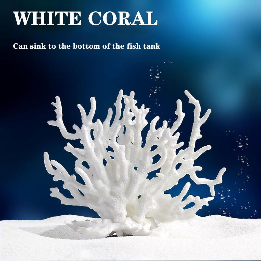 Besimple Artificial Aquarium Coral Ornament Plastic Fish Tank Plants Decoration for Aquarium Landscape (White)