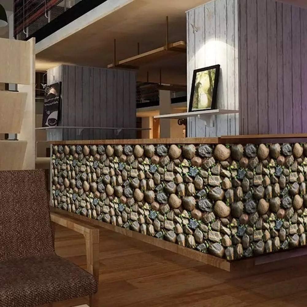 Yancorp 10ft Self-Adhesive Wallpaper Brown Stone Brick Wallpaper Fireplace Kitchen Backsplash Peel and Stick Wallpaper Stick on Wallcovering