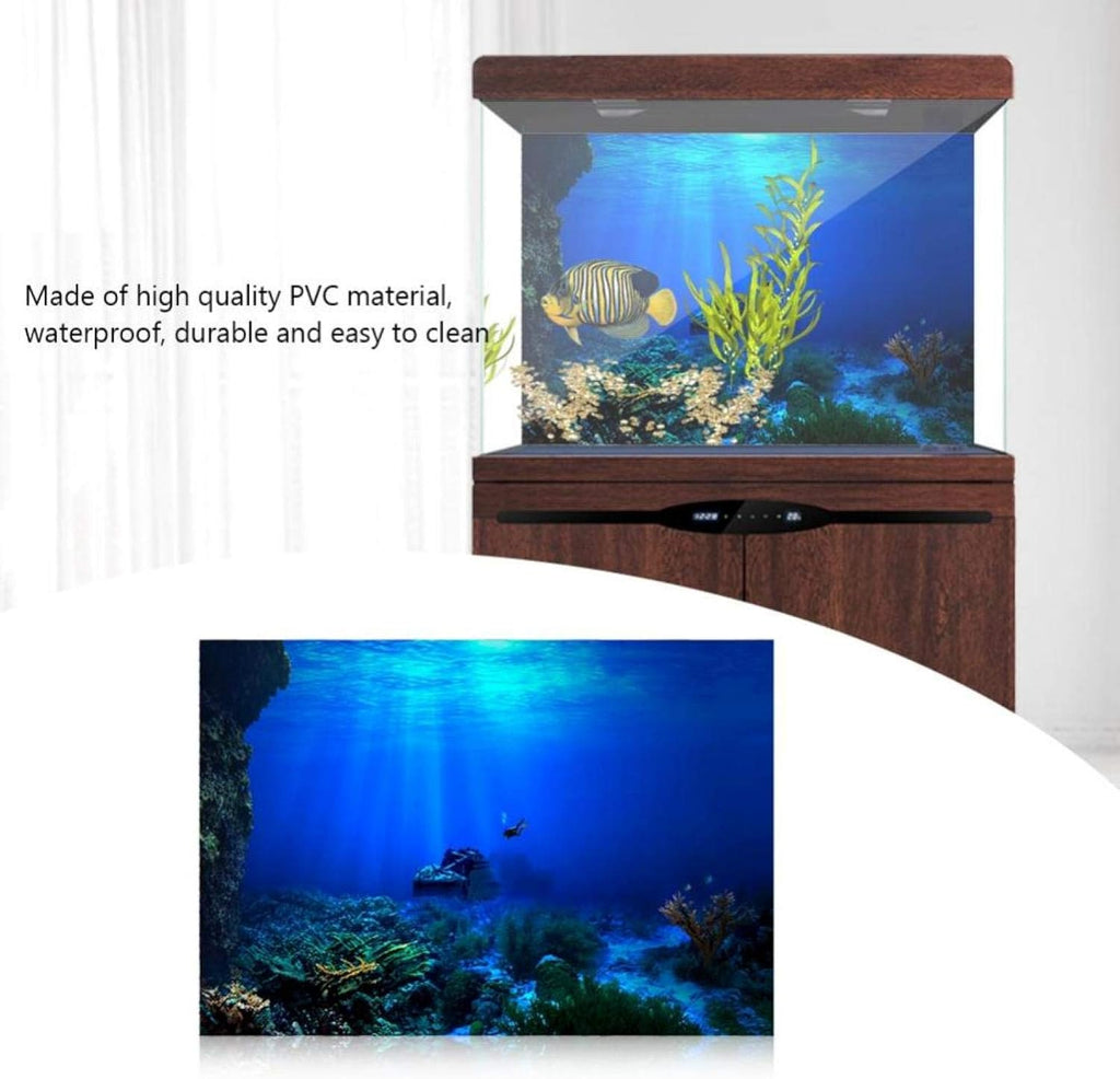 Aquarium Poster, 3D Effect Underwater Background Sticker Thickened PVC Adhesive Static Cling Fish Decor for Home Aquariums, Pet Stores, Marine Exhibits