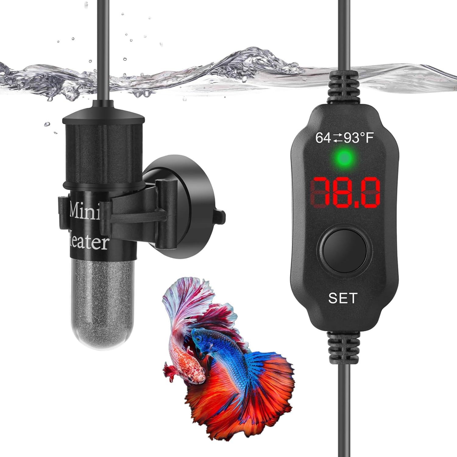 Mini Aquarium Heater 30W Super Small Fish Tank Heater with Digital Display Thermostat, Betta Tank Heater Turtle Heater Small Aquarium Heater for 4-6 Gallon Tanks