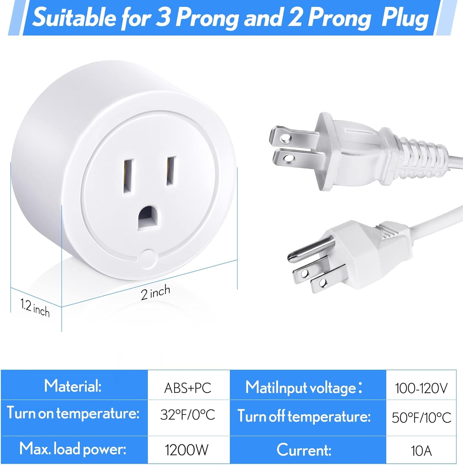 Feekoon 1 Piece Thermostatically Controlled Outlet, On at 32F/Off at 50F Thermostat Plug Outlet for Winter Chicken Water Coop Heater, Temperature Controllers for Bird Bath Deicer Outdoor