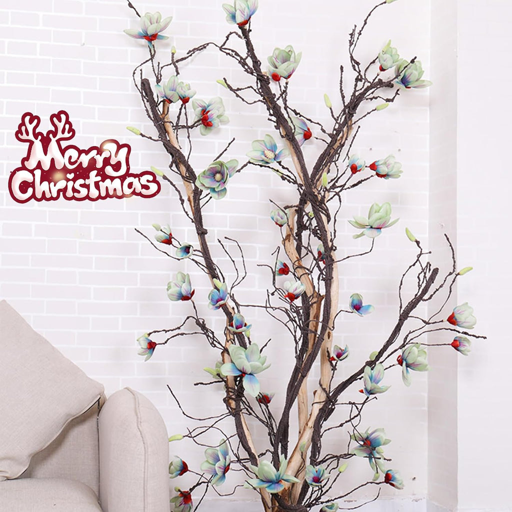 118 inch Artificial Magnolia Orchid Flowers Ivy Vines Garland Fake Tree Branches Trunk with Flores Wreath for Wedding Arch Wall Hanging Home Room Decoration (Blue)